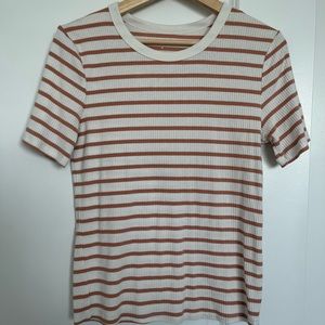 A New Day Striped Ribbed Short Sleeve Tee